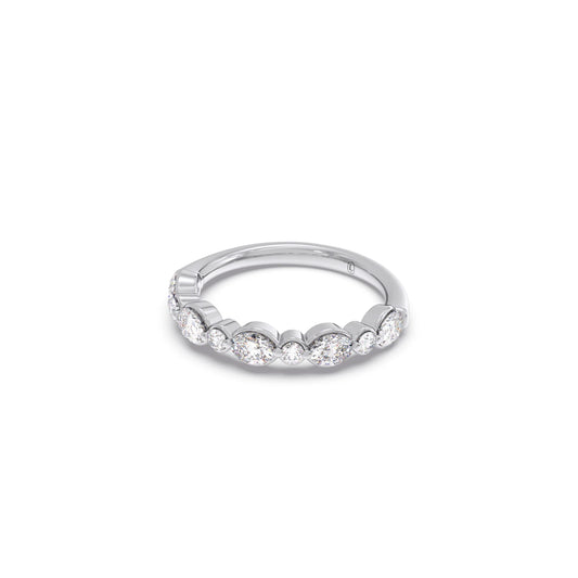 Round and Oval Diamond Half Eternity Band