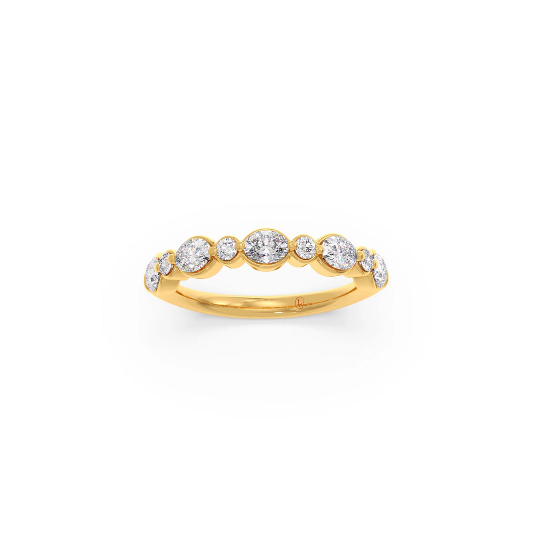 Round and Oval Diamond Half Eternity Band