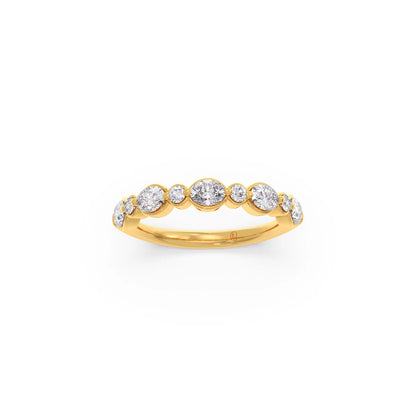 Round and Oval Diamond Half Eternity Band