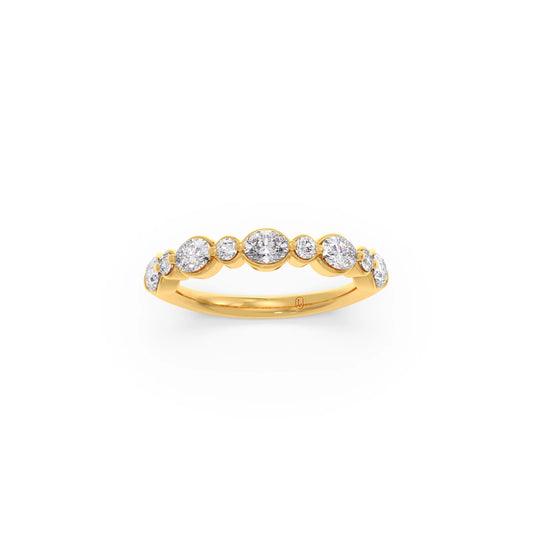 Round and Oval Diamond Half Eternity Band
