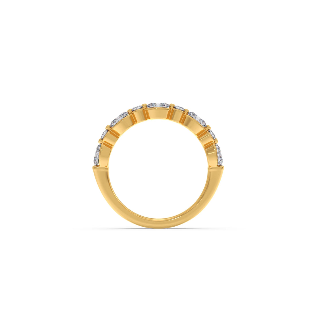 Round and Oval Diamond Half Eternity Band