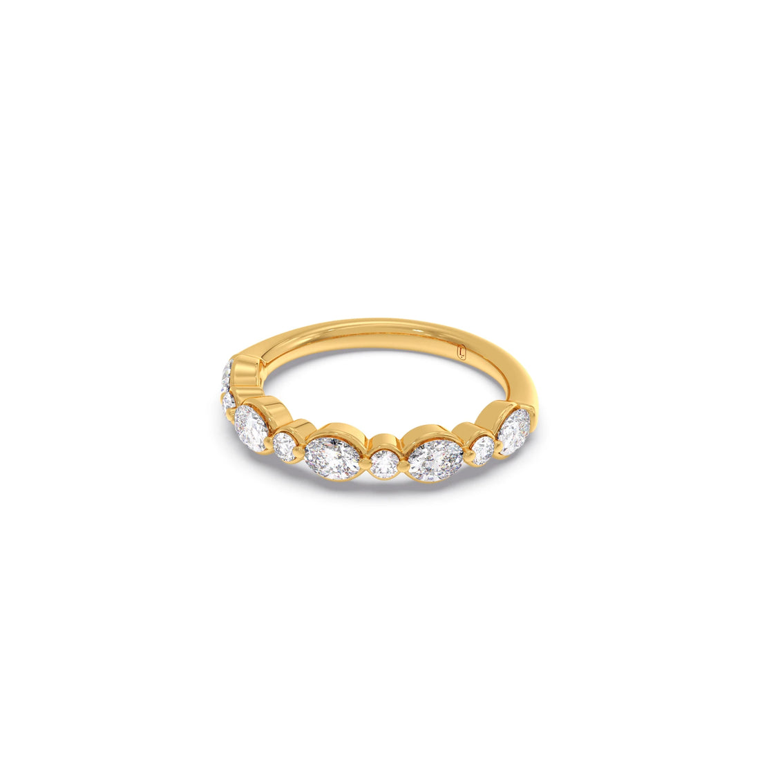 Round and Oval Diamond Half Eternity Band