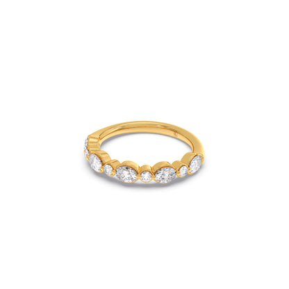 Round and Oval Diamond Half Eternity Band