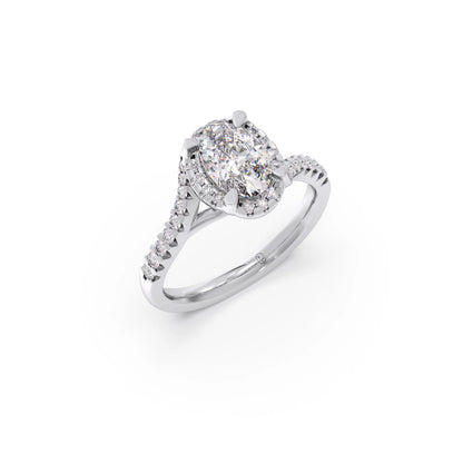 Oval Center Halo Diamond Engagement Ring