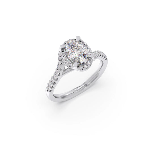 Oval Center Halo Diamond Engagement Ring