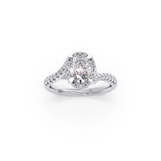 Oval Center Halo Diamond Engagement Ring