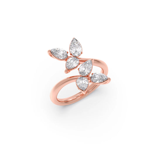 Floral Pear Diamond Ring