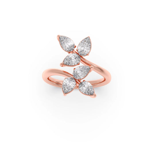 Floral Pear Diamond Ring