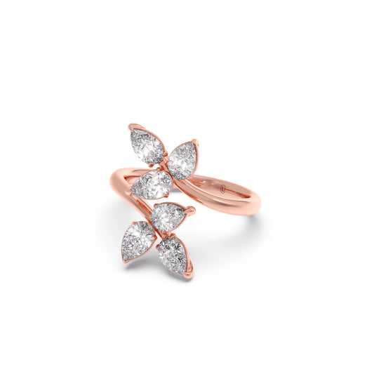 Floral Pear Diamond Ring