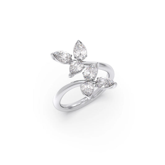 Floral Pear Diamond Ring