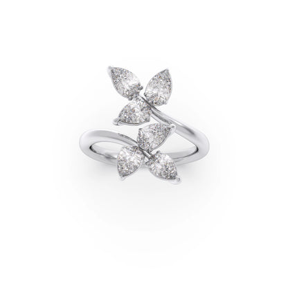 Floral Pear Diamond Ring