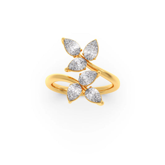 Floral Pear Diamond Ring