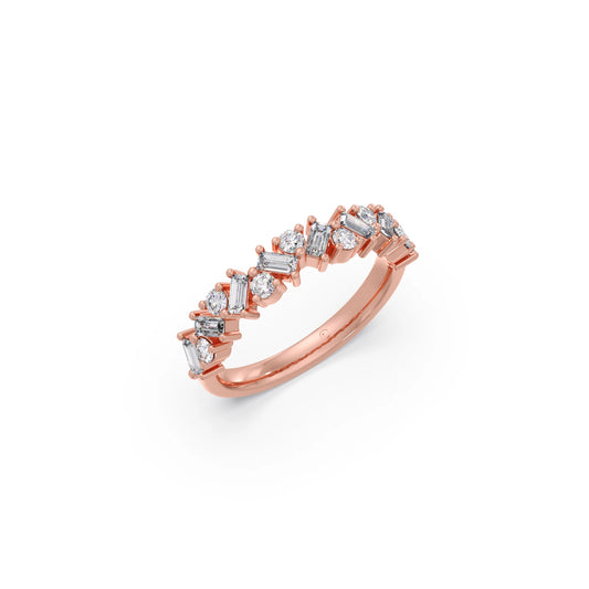 0.59Ct Baguette & Round Diamond Half Eternity Band