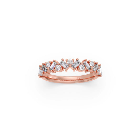 0.59Ct Baguette & Round Diamond Half Eternity Band
