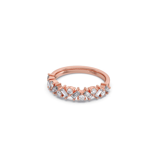 0.59Ct Baguette & Round Diamond Half Eternity Band
