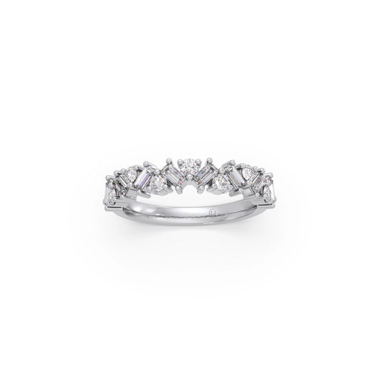 0.59Ct Baguette & Round Diamond Half Eternity Band