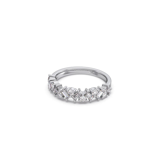 0.59Ct Baguette & Round Diamond Half Eternity Band
