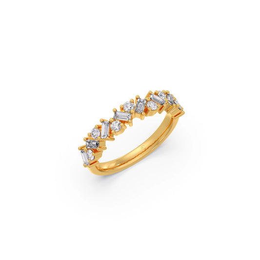 0.59Ct Baguette & Round Diamond Half Eternity Band