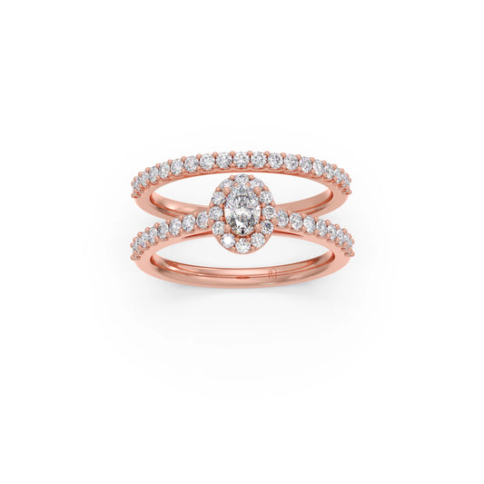 Oval Diamond Cluster Stackable Ring