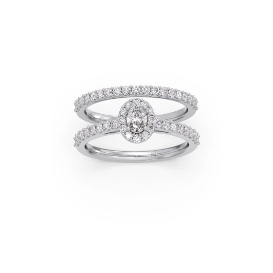 Oval Diamond Cluster Stackable Ring