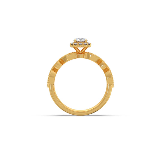 Round Solitaire with Diamond Accented Stackable Ring