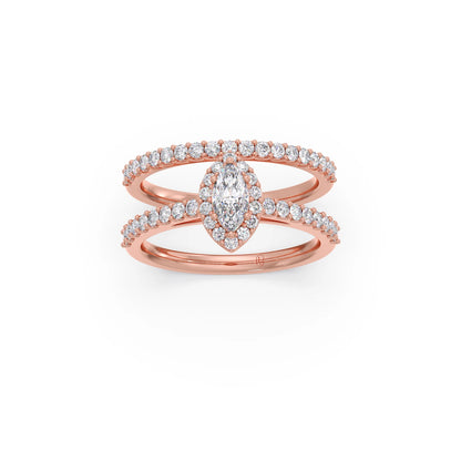 Marquise and Round Diamond Pave Stackable Ring
