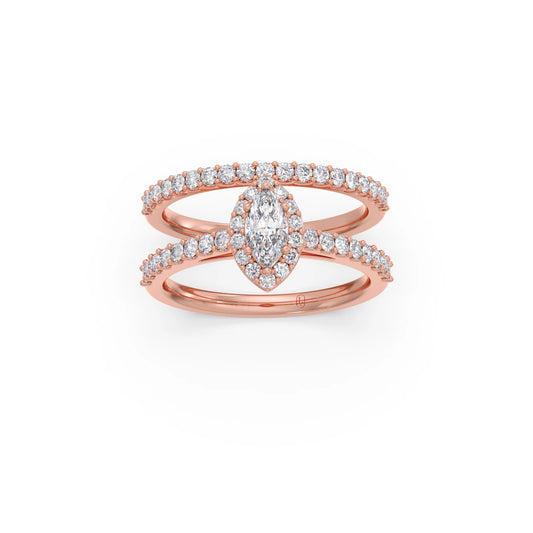 Marquise and Round Diamond Pave Stackable Ring