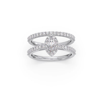 Marquise and Round Diamond Pave Stackable Ring