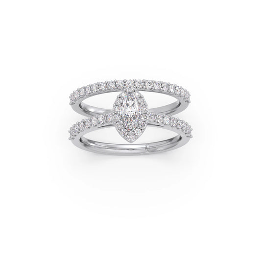 Marquise and Round Diamond Pave Stackable Ring
