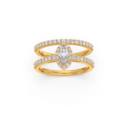 Marquise and Round Diamond Pave Stackable Ring