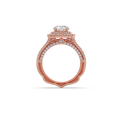 Round Solitaire Stackable Ring with Diamond Shoulders