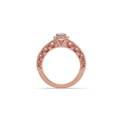 Round Solitaire Diamond Stackable Ring with Side Diamonds