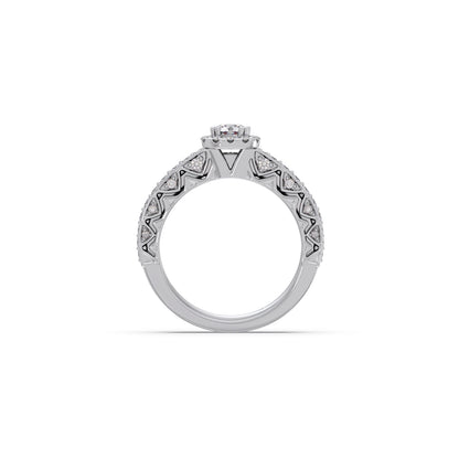 Round Solitaire Diamond Stackable Ring with Side Diamonds