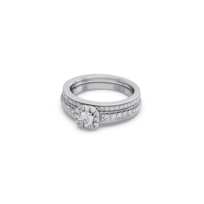 Round Solitaire Diamond Stackable Ring with Side Diamonds