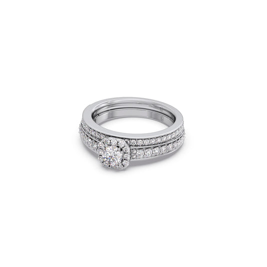 Round Solitaire Diamond Stackable Ring with Side Diamonds