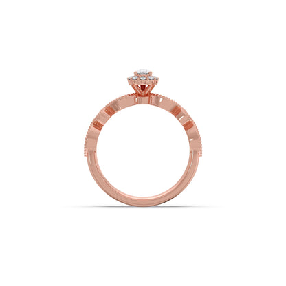 Pear Shaped and Halo Round Diamond Stackable Engagement Ring