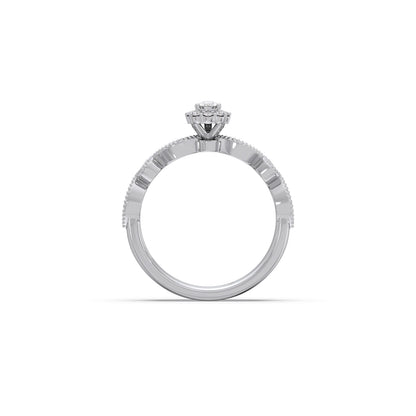 Pear Shaped and Halo Round Diamond Stackable Engagement Ring