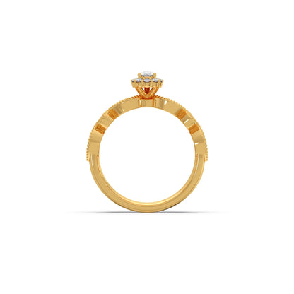 Pear Shaped and Halo Round Diamond Stackable Engagement Ring