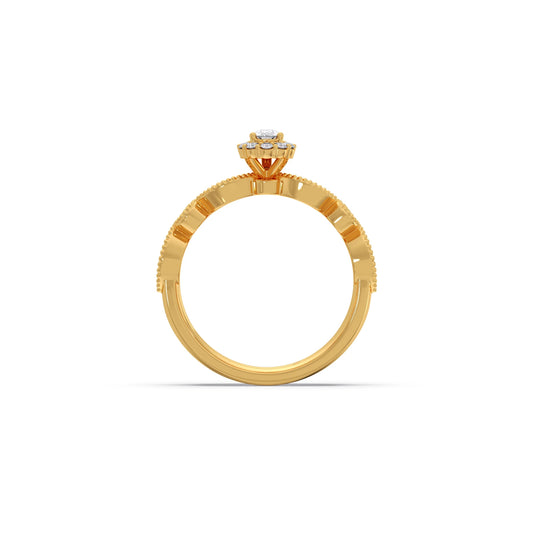 Pear Shaped and Halo Round Diamond Stackable Engagement Ring