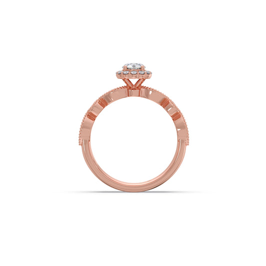 Round Solitaire with Floral Diamond Accent Stackable Ring Set