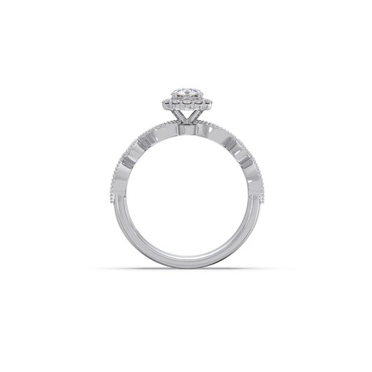 Round Solitaire with Floral Diamond Accent Stackable Ring Set