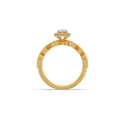 Round Solitaire with Floral Diamond Accent Stackable Ring Set