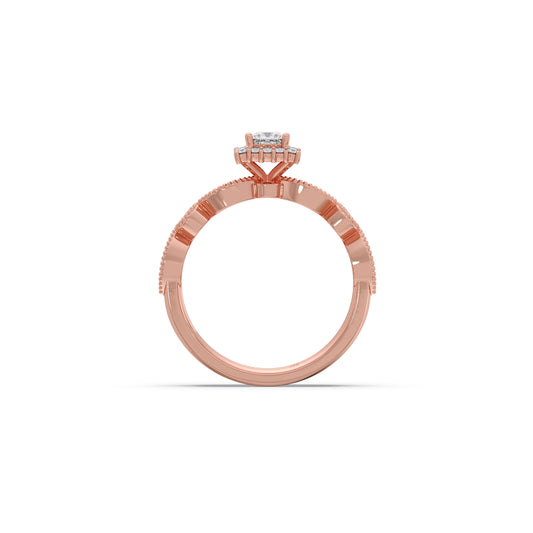 Princess Solitaire with Round Diamond Cluster Stackable Ring
