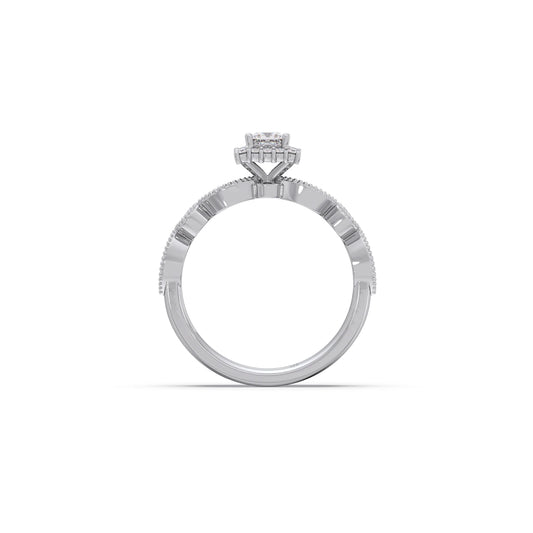 Princess Solitaire with Round Diamond Cluster Stackable Ring