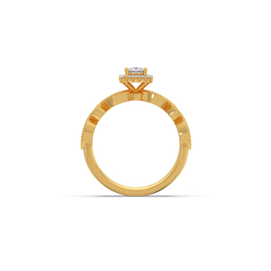 Princess Solitaire with Round Diamond Cluster Stackable Ring