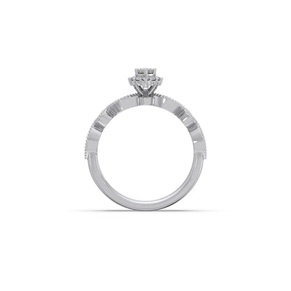 Marquise Solitaire with Round Diamond Petal Accents Stackable Ring