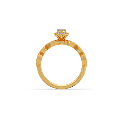Marquise Solitaire with Round Diamond Petal Accents Stackable Ring