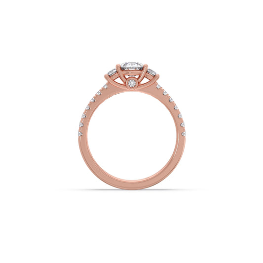 Three Round Solitaire Diamond Stackable Band with Side Diamond