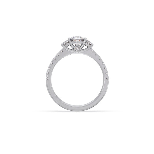 Three Round Solitaire Diamond Stackable Band with Side Diamond
