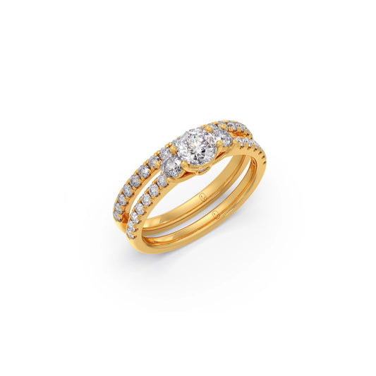 Three Round Solitaire Diamond Stackable Band with Side Diamond